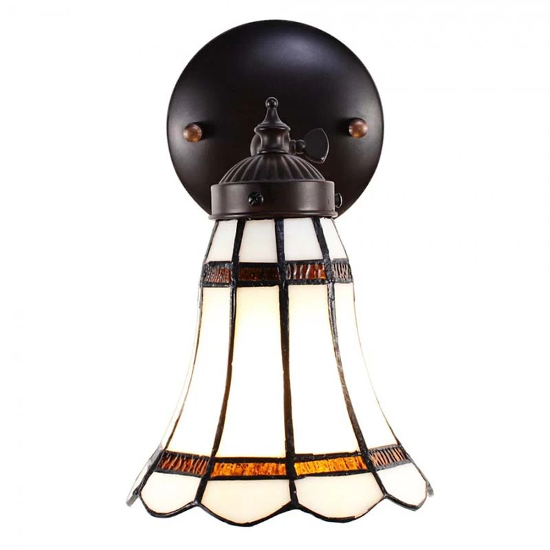 Wandlamp Tiffany Wit/Bruin - 17x12x23cm - afbeelding 3