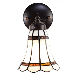Wandlamp Tiffany Wit/Bruin - 17x12x23cm - afbeelding 3