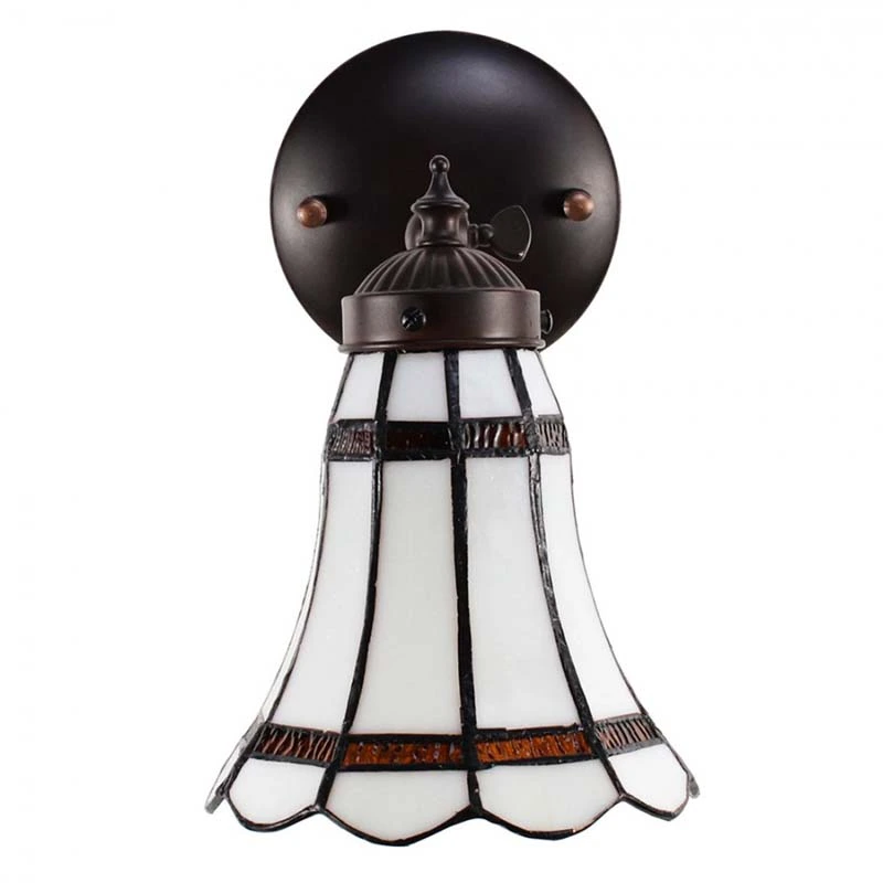 Wandlamp Tiffany Wit/Bruin - 17x12x23cm - afbeelding 4