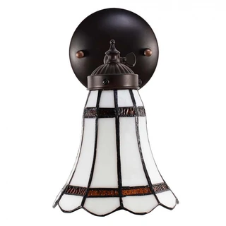 Wandlamp Tiffany Wit/Bruin - 17x12x23cm - afbeelding 4