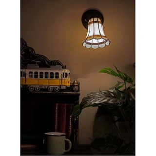 Wandlamp Tiffany Wit/Bruin - 17x12x23cm - afbeelding 5
