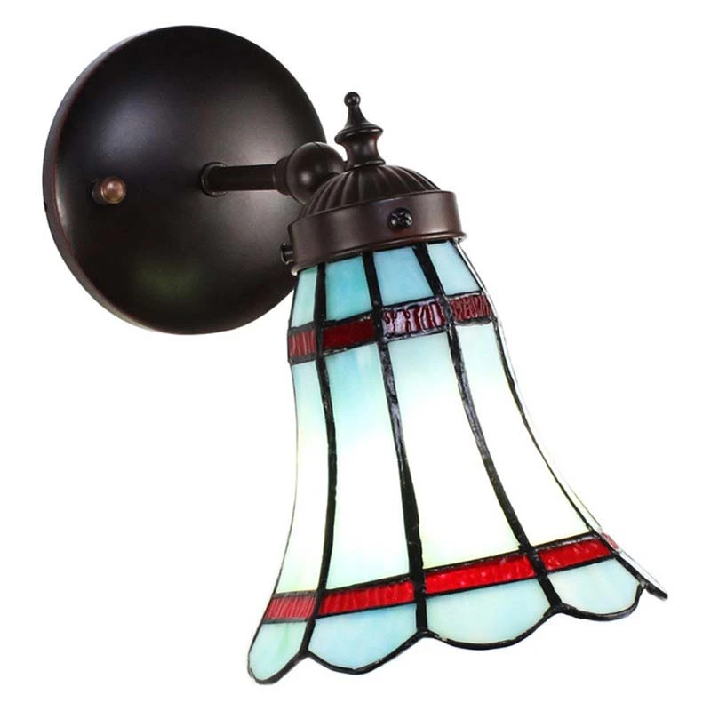 Wandlamp Tiffany Blauw/Rood - 17x12x23cm - afbeelding 1