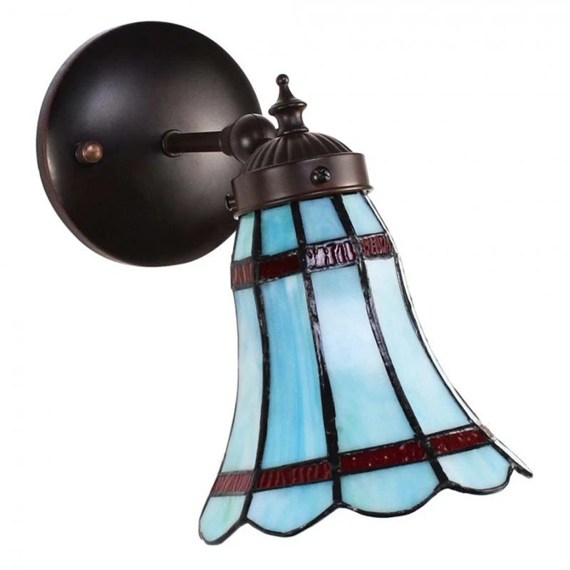 Wandlamp Tiffany Blauw/Rood - 17x12x23cm - afbeelding 2