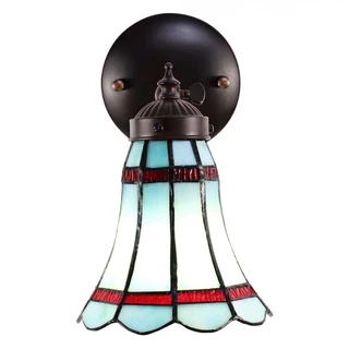 Wandlamp Tiffany Blauw/Rood - 17x12x23cm - afbeelding 3