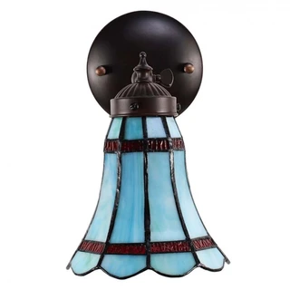 Wandlamp Tiffany Blauw/Rood - 17x12x23cm - afbeelding 4