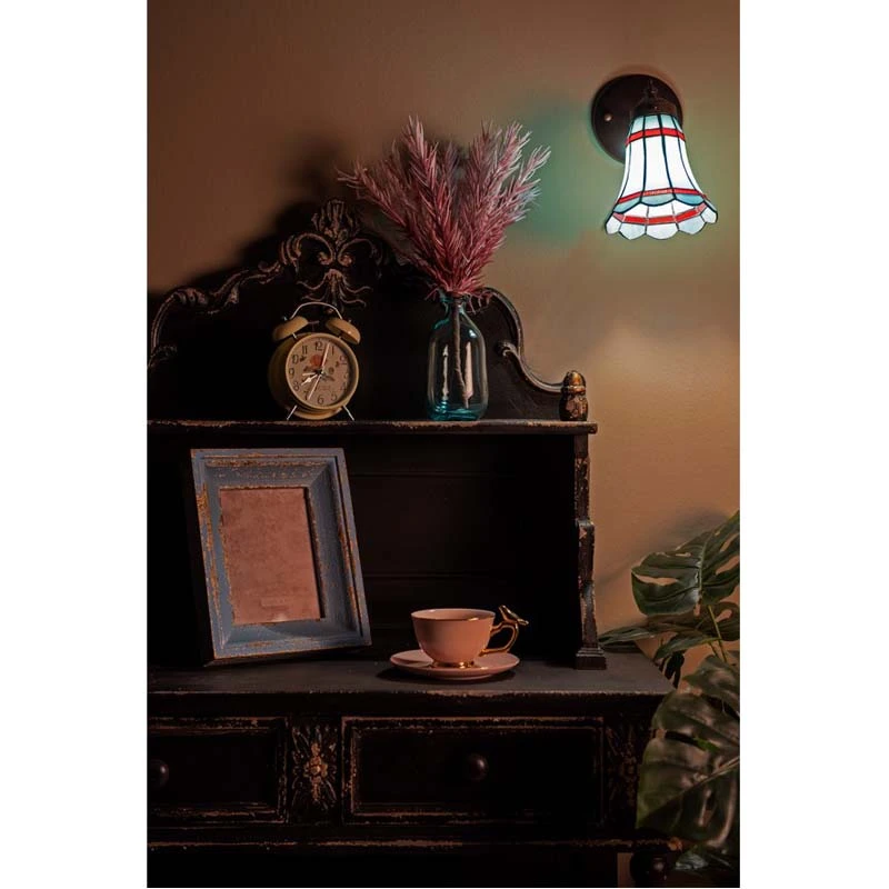 Wandlamp Tiffany Blauw/Rood - 17x12x23cm - afbeelding 5