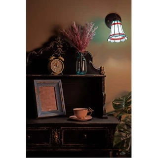 Wandlamp Tiffany Blauw/Rood - 17x12x23cm - afbeelding 5