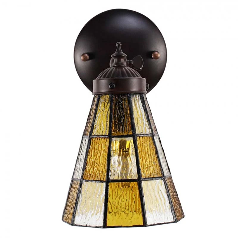 Wandlamp Tiffany Bruin - 17x12x23cm - afbeelding 4