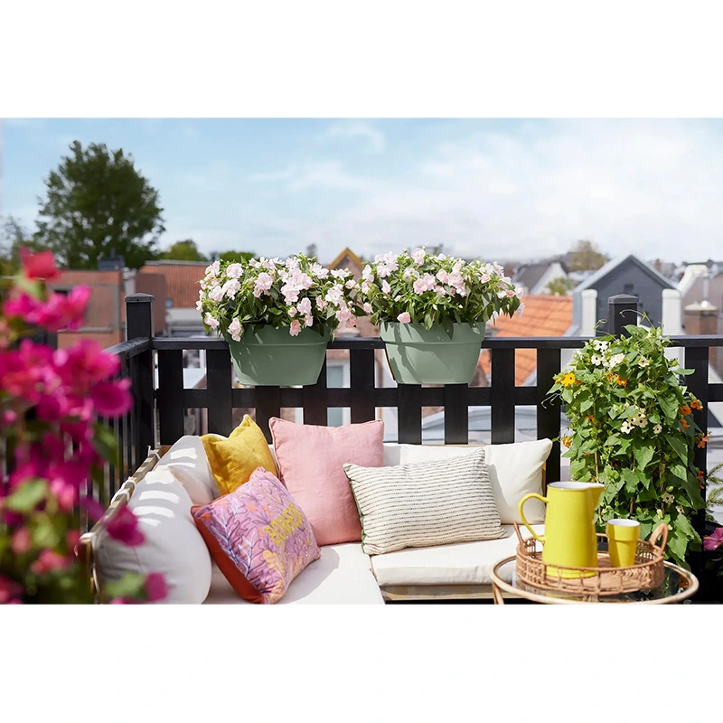 Elho Vibia Campana Flower Bridge Wandpot 40 cm - Pistache Groen - afbeelding 4