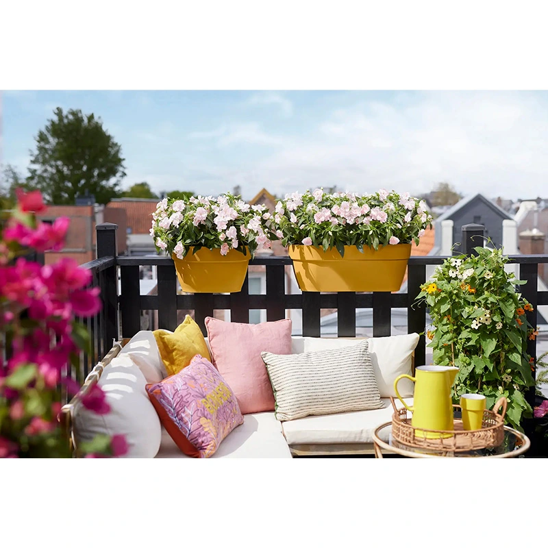 Elho Vibia Campana Flower Bridge Wandpot 60 cm - Honing Geel - afbeelding 5