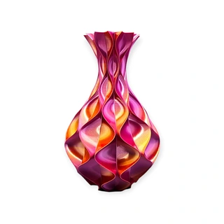 3D Vaas Wave Elegance Ø16,6x24,5 cm - Goud/Paars/Roze