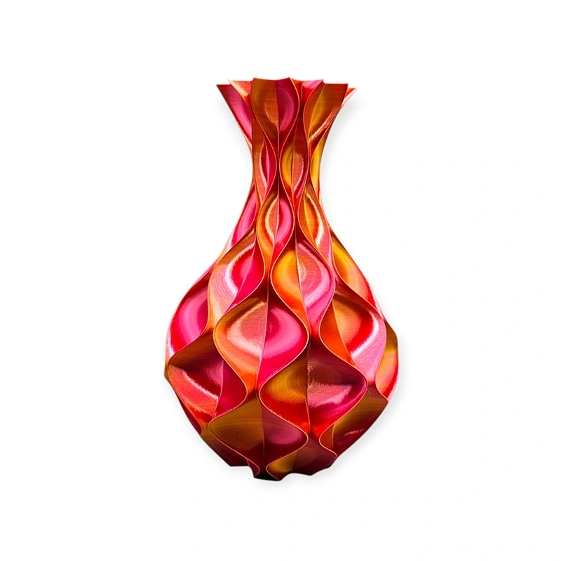 3D Vaas Wave Elegance Ø16,6x24,5 cm - Goud/Paars/Roze - afbeelding 2