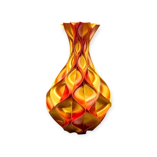 3D Vaas Wave Elegance Ø16,6x24,5 cm - Goud/Paars/Roze - afbeelding 3