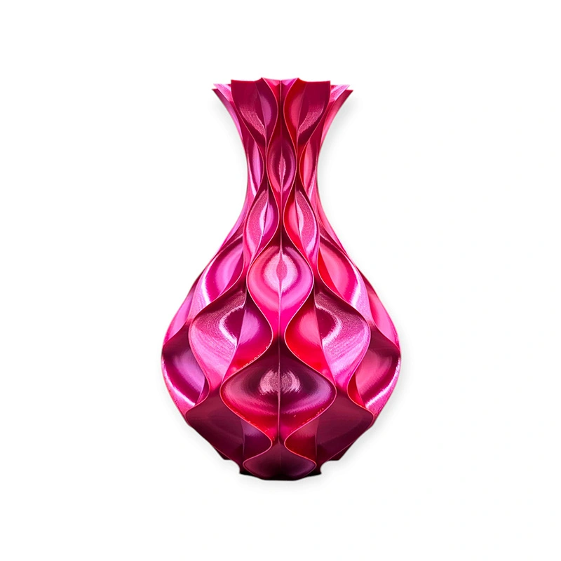 3D Vaas Wave Elegance Ø16,6x24,5 cm - Goud/Paars/Roze - afbeelding 4