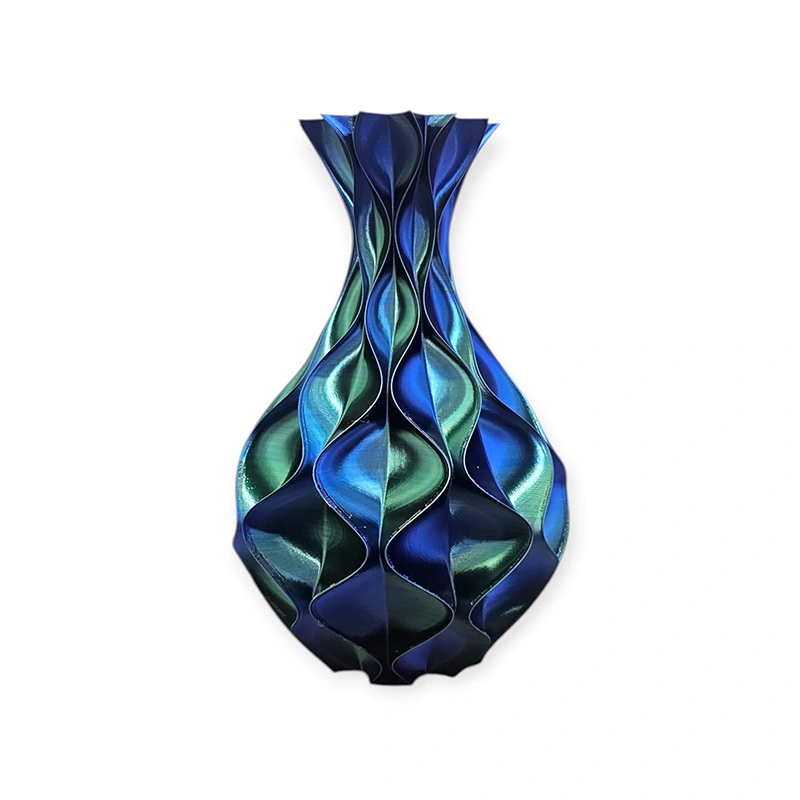 3D Vaas Wave Elegance Ø16,6x24,5 cm - Groen/Blauw/Paars - afbeelding 1