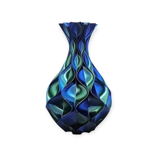 3D Vaas Wave Elegance Ø16,6x24,5 cm - Groen/Blauw/Paars