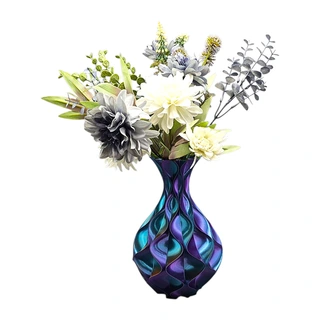 3D Vaas Wave Elegance Ø16,6x24,5 cm - Groen/Blauw/Paars - afbeelding 4