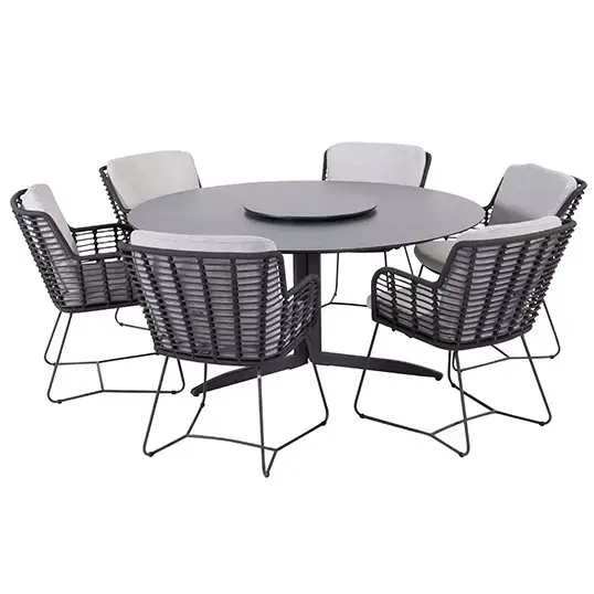 4 Seasons Outdoor Fabrice Embrace diningset + Lazy Suzan - afbeelding 1