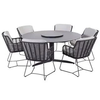 4 Seasons Outdoor Fabrice Embrace diningset + Lazy Suzan - afbeelding 1