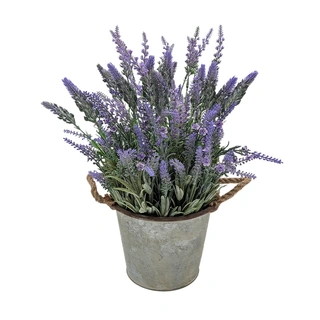 Kunst Lavendel in Zinken Emmer - 49 cm - afbeelding 1