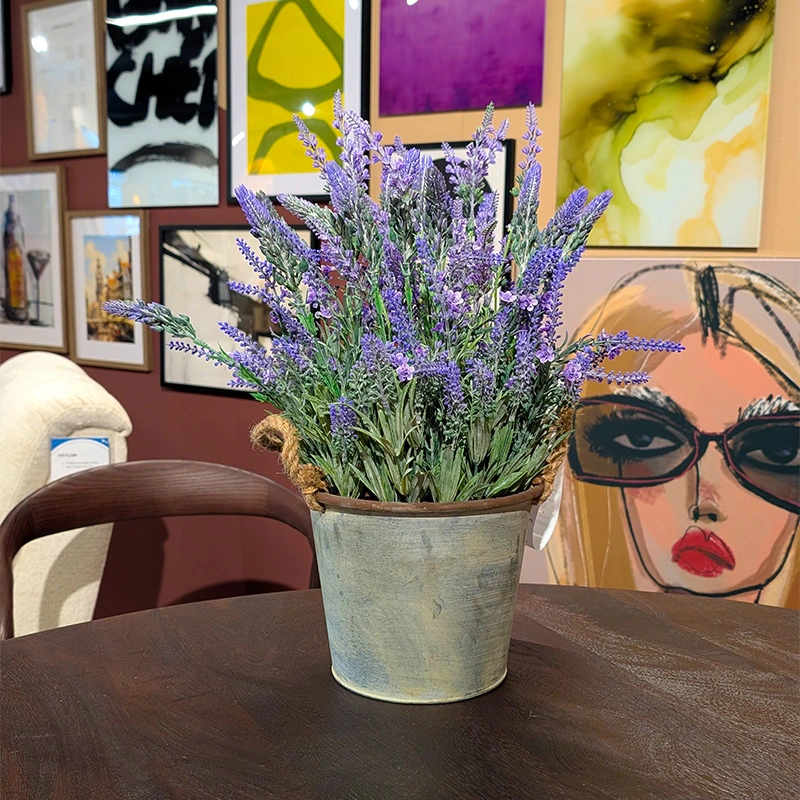 Kunst Lavendel in Zinken Emmer - 49 cm - afbeelding 3