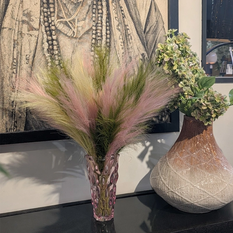 Kunst Pampas Boeket - Roze Groen - afbeelding 2