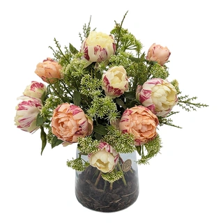 Kunstbloemen Boeket Pioenroos - Zachtroze