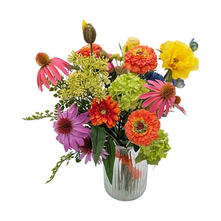 Kunstbloemen Veldboeket Klein + Vaas - Multicolor