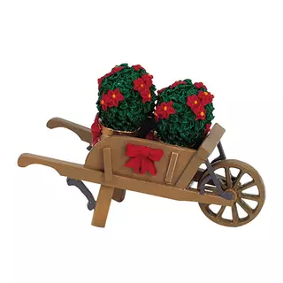 Lemax Wheelbarrow With Poinsettias