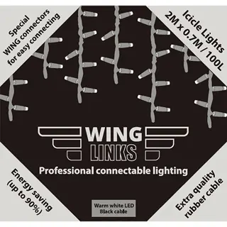 Winglinks IJspegelverlichting 200x70 cm Zwart - Warm Wit - afbeelding 2
