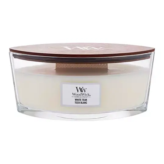 WoodWick White Teak Ellipse Candle