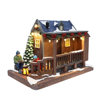 Santaville Woonwagen Bruin LED - 22 cm