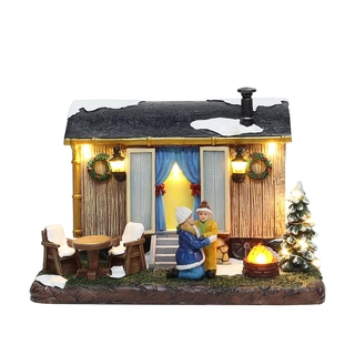 Santaville Woonwagen Bruin LED - 20 cm