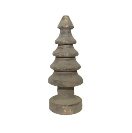 Xmas Tree Cone Carved S - Olive Green