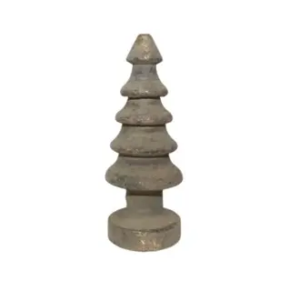 Xmas Tree Cone Carved S - Olive Green