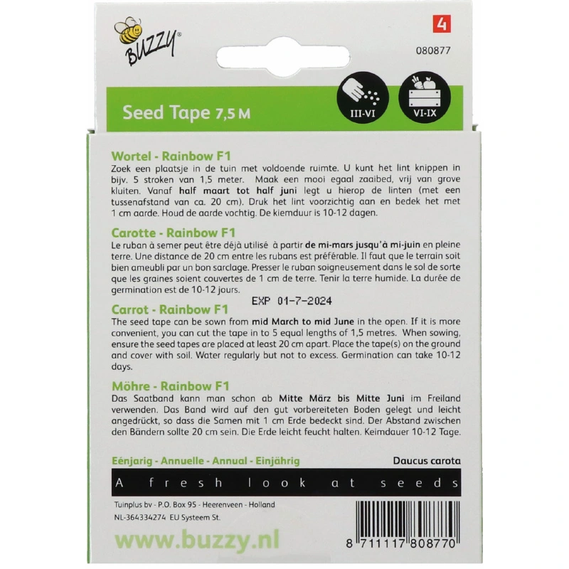 Buzzy® Zaadband Wortel Rainbow F1 - afbeelding 2