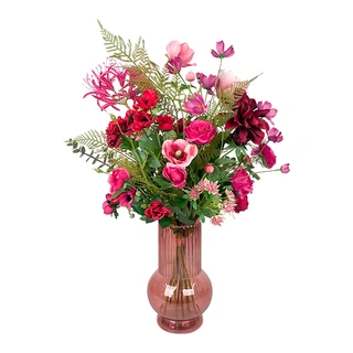 Zijden Arrangement - Bloemen roze