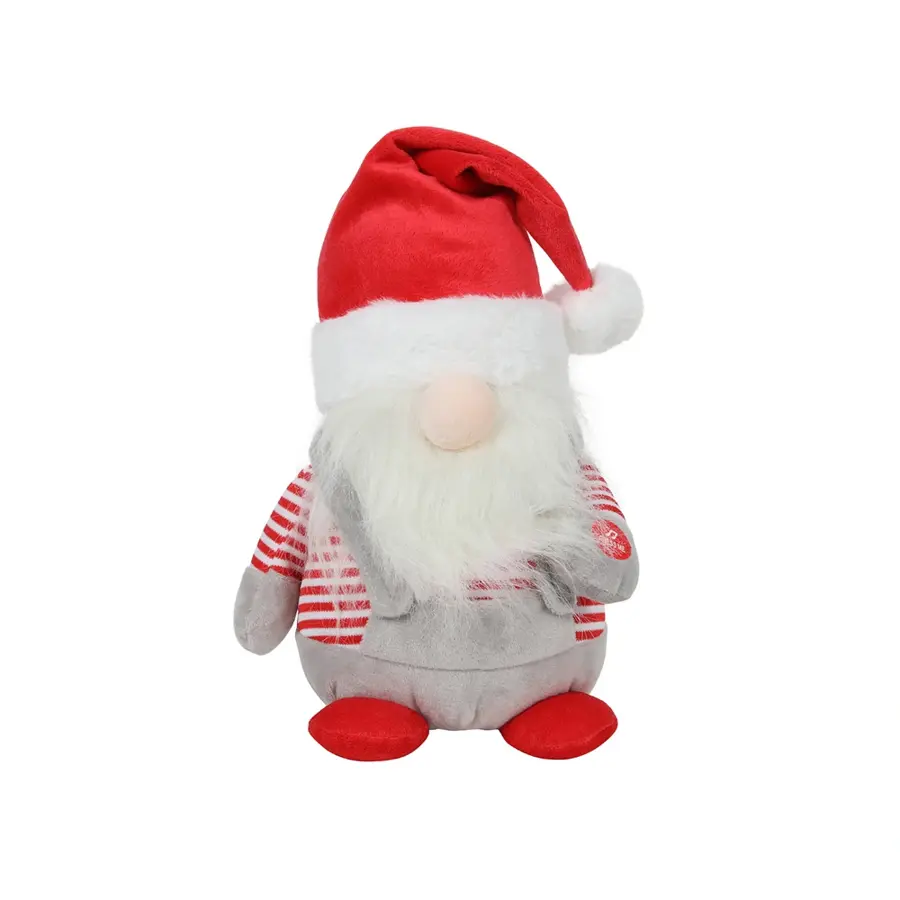 Zingende Kerstgnoom Staand - 25 cm