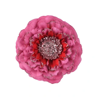 Kerstbloem Zinnia Glitter Roze - Ø10 cm