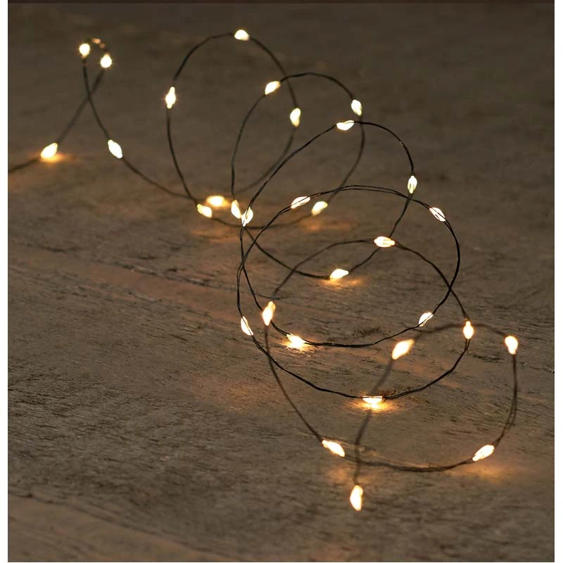 Kerstverlichting Zwartdraad 20 LED 1m - Warm Wit